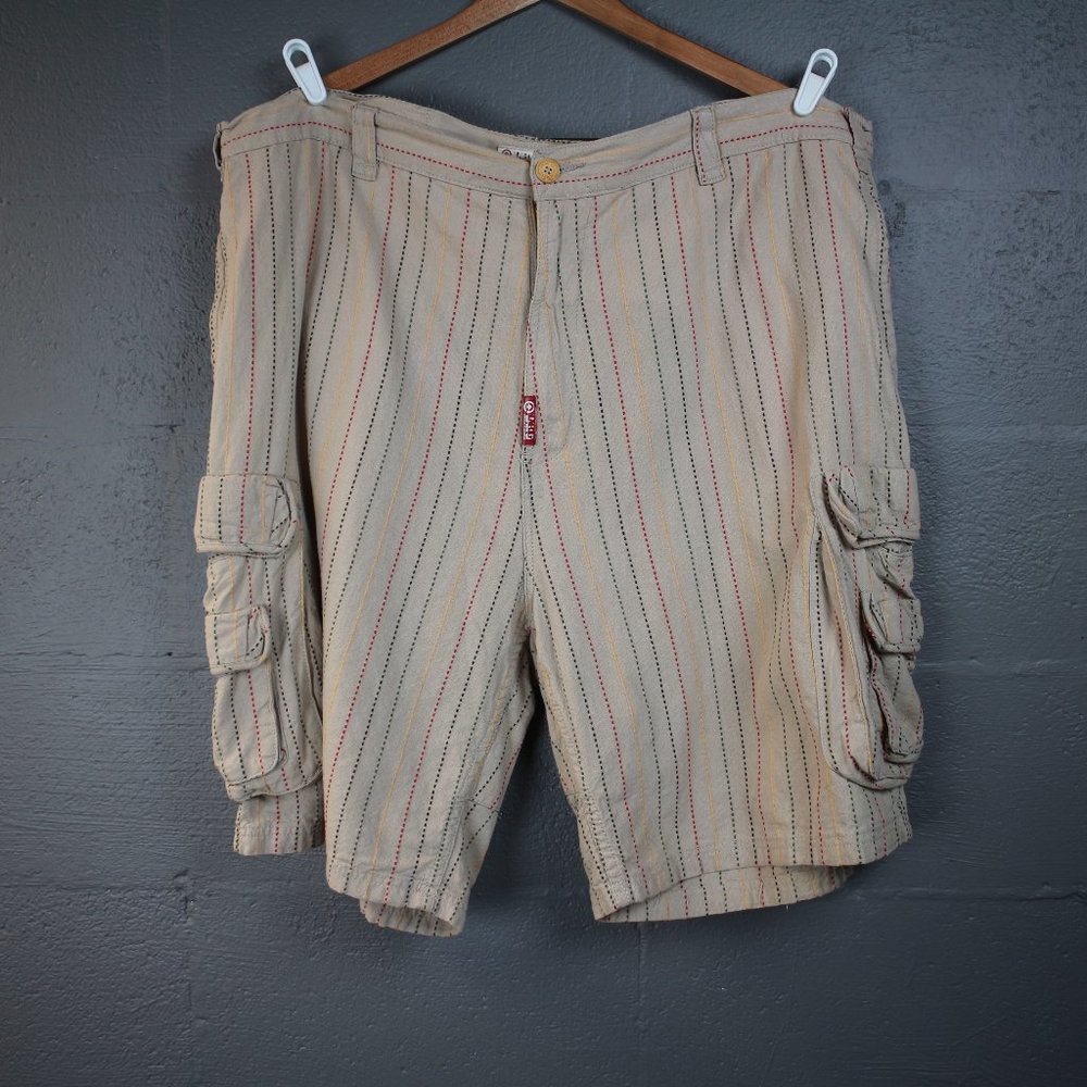 Lifted Research Group Vintage Shorts 44 Baggy Linen Cotton Earth Cargo Pockets